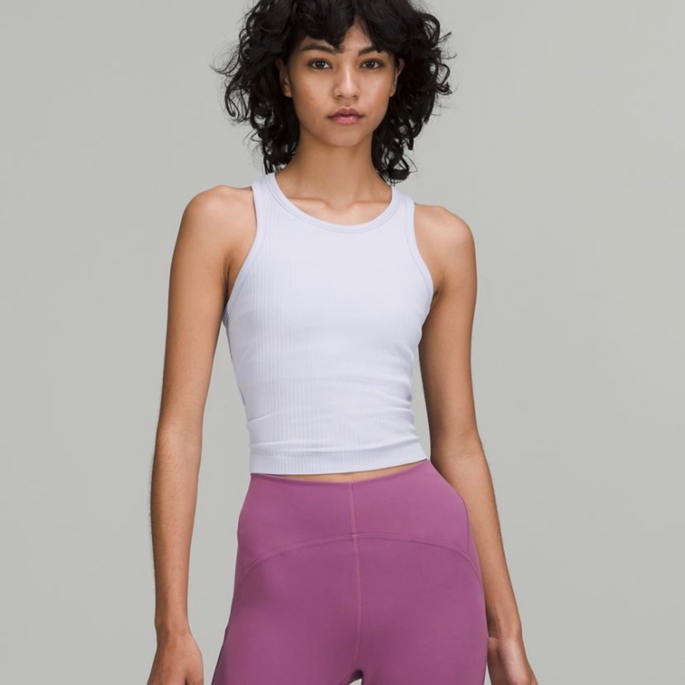 Lululemon Ebb to Street Cropped Racerback Tank Top size 6 in Pastel Blue